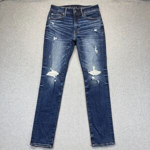 American Eagle Skinny Jeans Men’s 30x32 Blue Medium Wash AirFlex+ Distressed